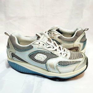 Skechers Shape Ups XF Accelerators 12320 Silver Blue Walking Shoes Women's 7.5‎